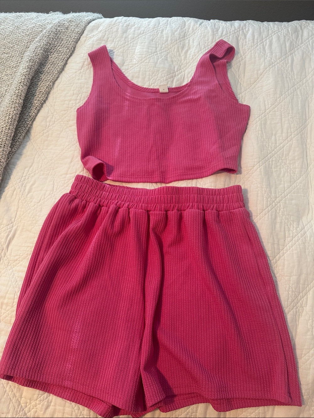 Hot Pink Ribbed Lounge Set